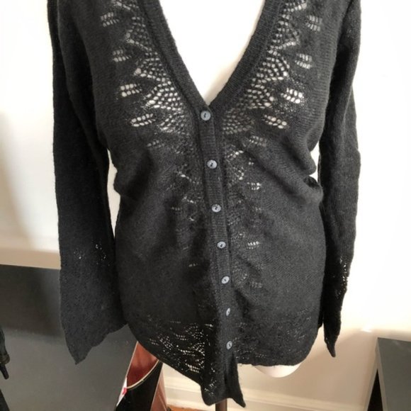 Rosie Neira Ruched Pointelle Cardigan/sweater sz S - Picture 6 of 10
